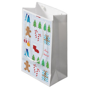 Light Blue Christmas Pattern Small Gift Bag