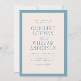 Light Blue Classic Elegant Wedding  Invitation