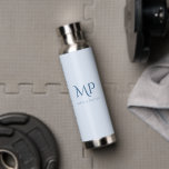 Light Blue Classy Initials and Name Water Bottle<br><div class="desc">This simple minimalist light blue water bottle with custom name can make a perfect gift! Personalize it easily with your name and monogram. You can also change background and font's colours,  just click on "Edit using design tool".</div>