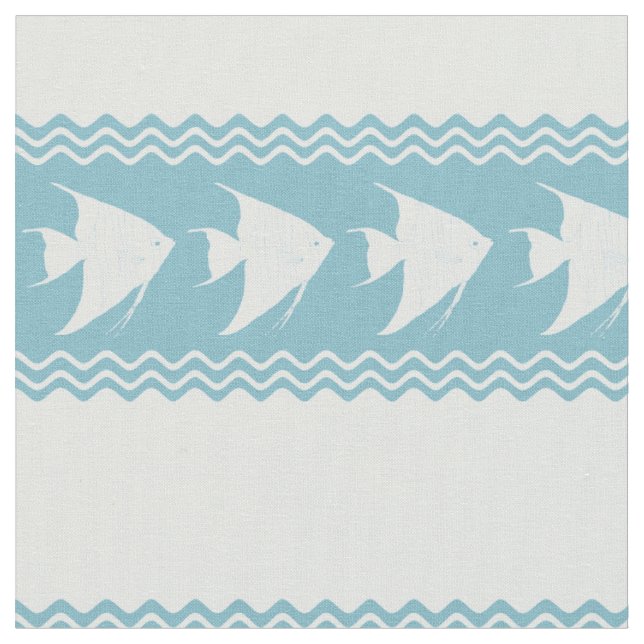 Light Blue Coastal Angelfish Stripes Fabric (Close Up)