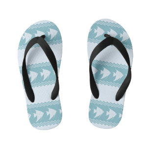 Light Blue Coastal Angelfish Stripes Kid's Flip Flops