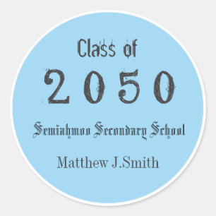 light blue, cool, fun graduate stickers