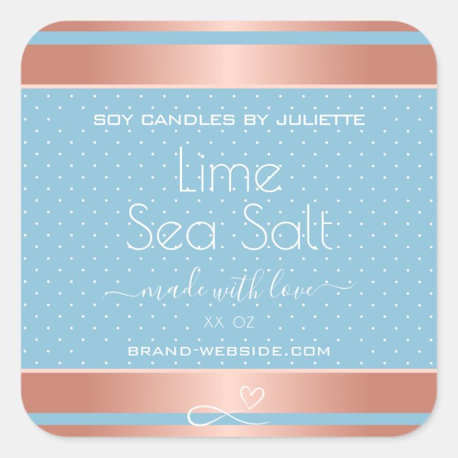Light Blue Cool Rose Gold Effect Sea Salt Labels (Front)