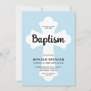 Light Blue Cross Baptism invitation