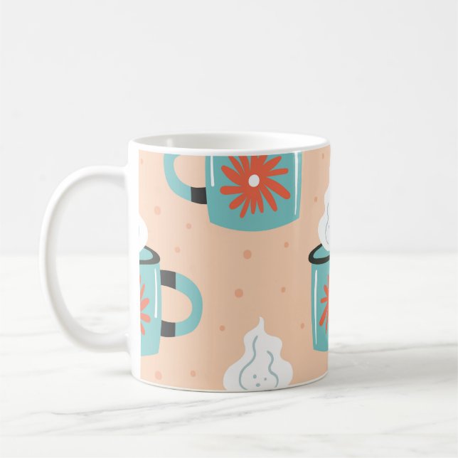 Light Blue Cup Seamless Pattern. (Left)
