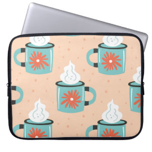 Light Blue Cup Seamless Pattern. Laptop Sleeve