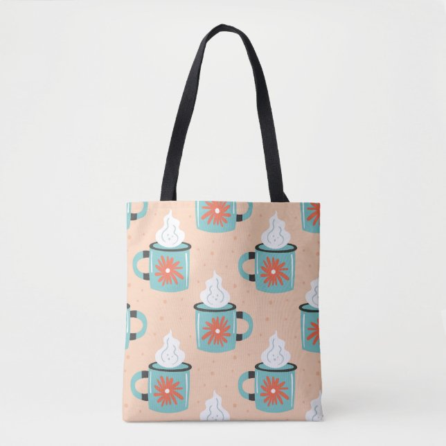 Light Blue Cup Seamless Pattern. Tote Bag (Front)