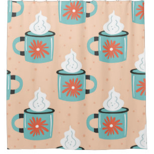 Light blue cup with steam seamless pattern, textur