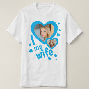 Light Blue Custom I love my Wife mens t shirts