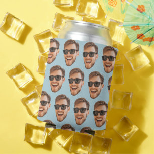 Light Blue Custom Photo Party Supplies With Face Can Cooler