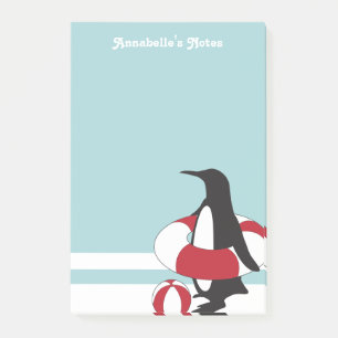 Light Blue Cute Cartoon Penguin Swimming Kids Post-it Notes