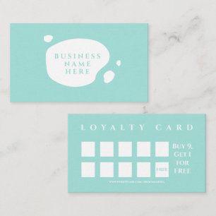 Light Blue Cute Minimalist Salon Coffee Shop Loyalty Card