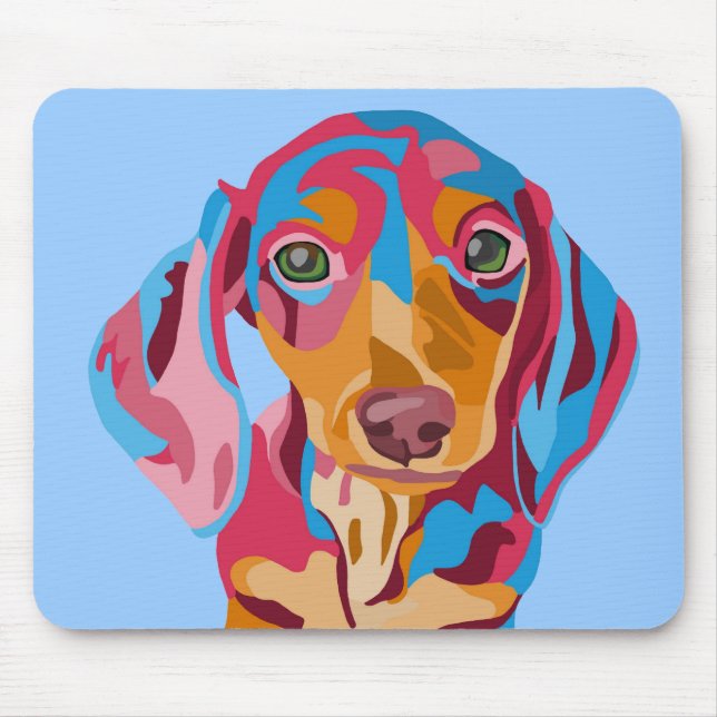 Light Blue Dachshund Mouse Pad (Front)
