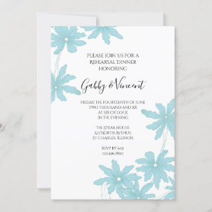 Light Blue Daisies Wedding Rehearsal Dinner Invitation
