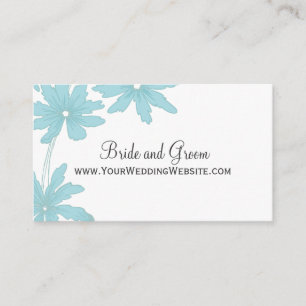 Light Blue Daisies Wedding Website Card
