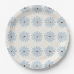 Light Blue Daisy Paper Plate