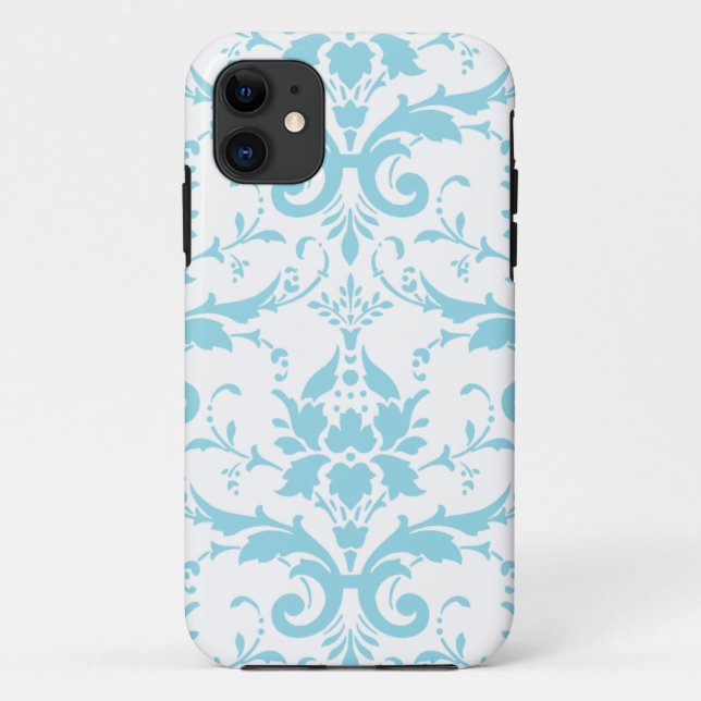 Light Blue Damask iPhone 5 Case Cover (Back)