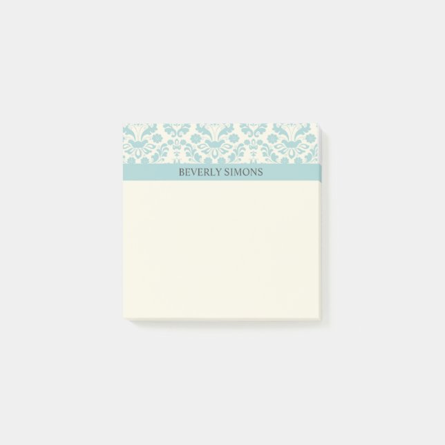 Light  Blue Damask  Post-it Notes (Front)