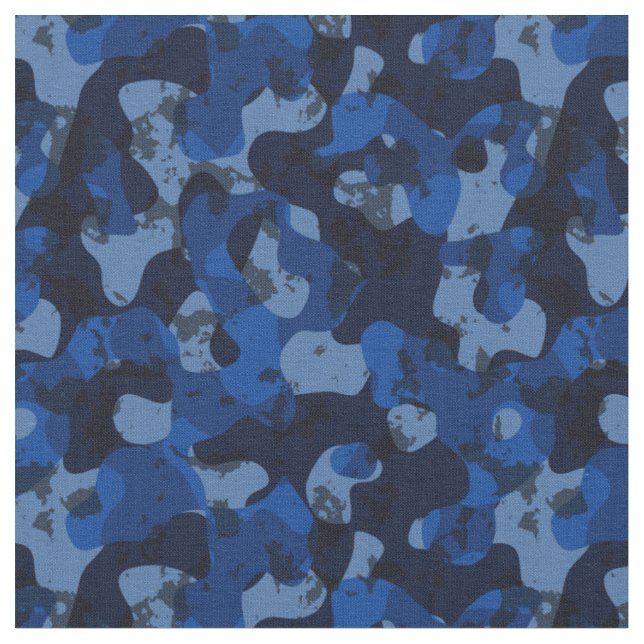 light blue, dark blue, dusty blue camo abstract fabric (Close Up)