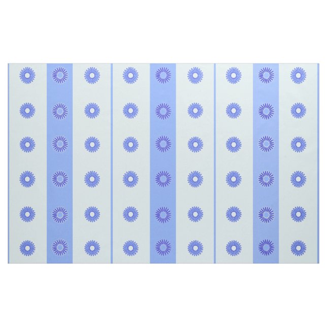 Light Blue Dark Blue Flowers Pattern Fabric (Yard)