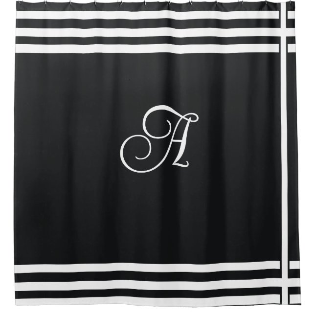 Light Blue & Dark Blue Striped Bath Shower Curtain (Front)
