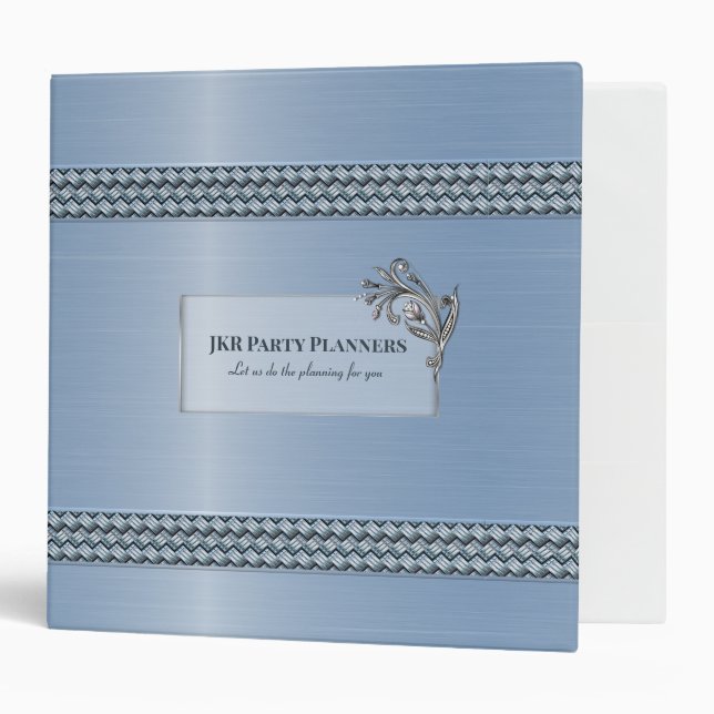 Light Blue Decorative Metallic Look Binder (Front/Inside)