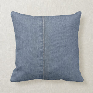 Light Blue Denim Seam Throw Pillow