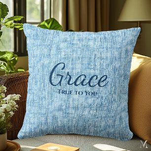 Light Blue Denim Texture Custom Rustic Home Throw Pillow