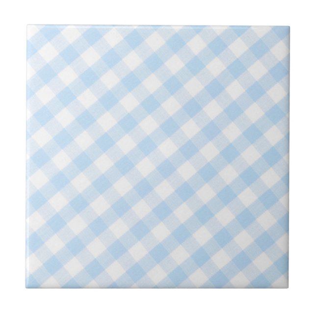 Light blue diagonal gingham pattern tile (Front)