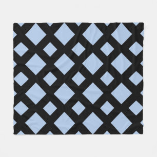 Light Blue Diamonds on Black Fleece Blanket