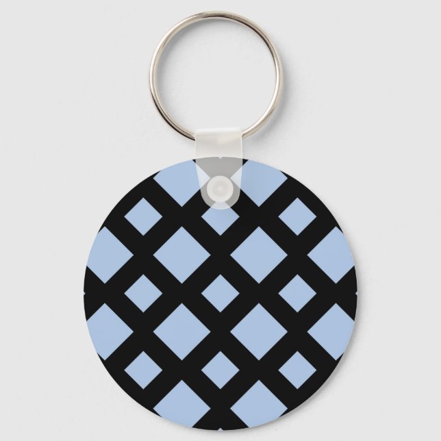 Light Blue Diamonds on Black Keychain (Front)