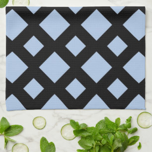 Light Blue Diamonds on Black Kitchen Towel