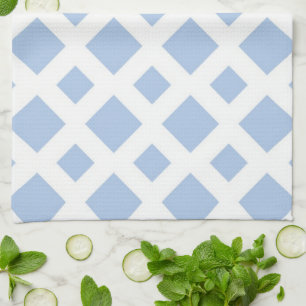 Light Blue Diamonds on White Kitchen Towel