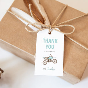 Light Blue Dirt Bike Birthday Gift Tag
