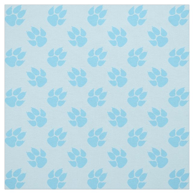 Light Blue Dog Paw Prints Pattern Fabric (Swatch)