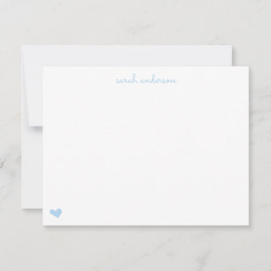 Light Blue Doodle Heart Personalized Stationery Card