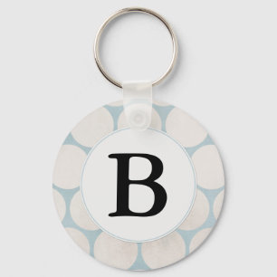 Light Blue Dots Monogram Keychain