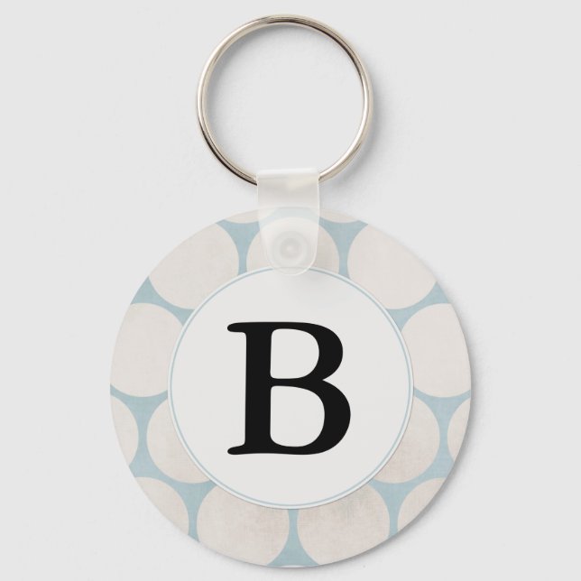 Light Blue Dots Monogram Keychain (Front)