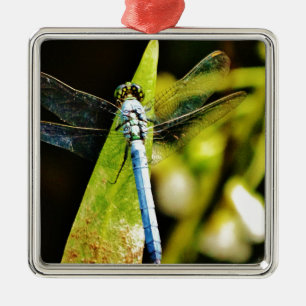 Light Blue Dragonfly Metal Ornament