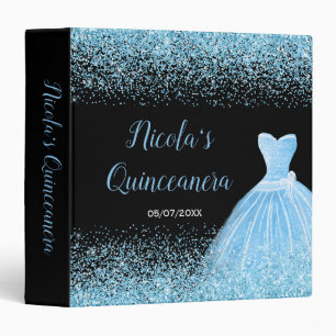 Light Blue Dress Faux Glitter Quinceanera Album Binder