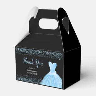 Light Blue Dress Faux Glitter Quinceanera Favor Box