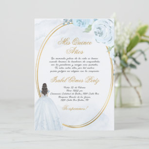 Light blue dress Quinceanera silhouette  Invitation