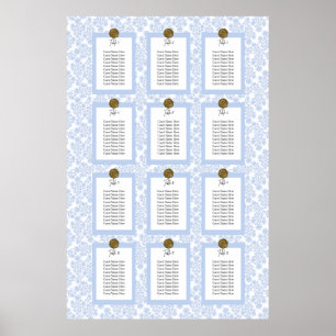 Light Blue Elegant Floral Toile Seating Chart