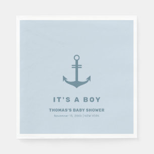 Light Blue Elegant Nautical Anchor Baby Shower  Napkin