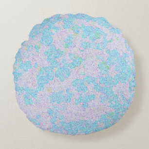 Light blue elegant patterns aqua round pillow