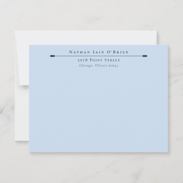 Light Blue Elegant Personalized With Name Address Card (Front)