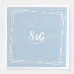 Light Blue Elegant Script Custom Initials Wedding Napkin