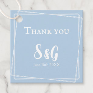 Light Blue Elegant Script Thank You Wedding Favour Tags