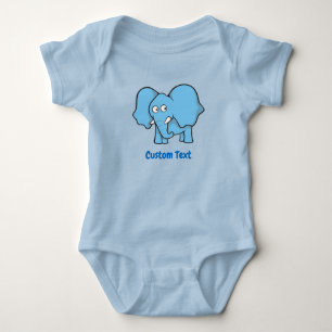 Light Blue Elephant Baby Bodysuit