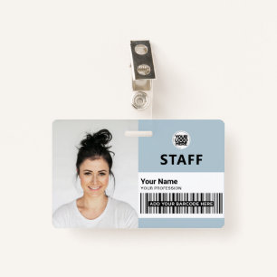 Light Blue Employee Business Photo Staff ID Badge